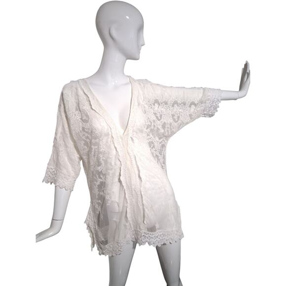 Crochet Whimsical Fairycore Victorian Women's size Large Romantic Lace Top - Picture 1 of 11